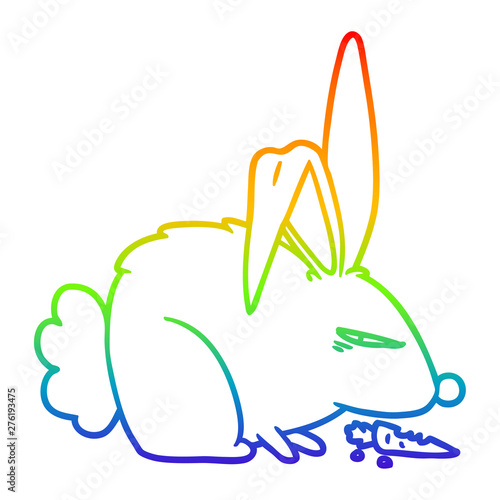 rainbow gradient line drawing cartoon annoyed rabbit