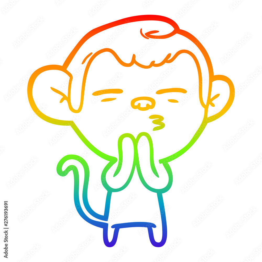 rainbow gradient line drawing cartoon suspicious monkey rainbow gradient line drawing cartoon suspicious monkey