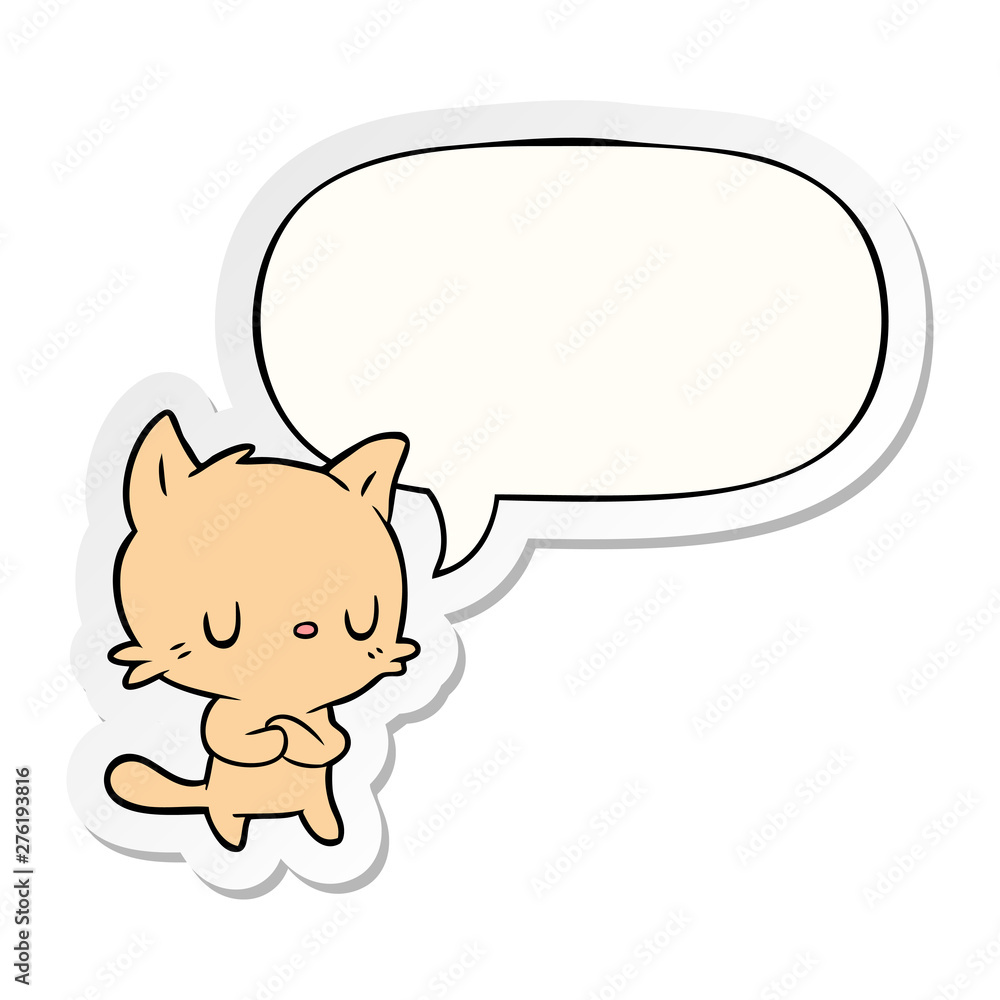 cute cartoon cat and speech bubble sticker cute cartoon cat and speech bubble sticker
