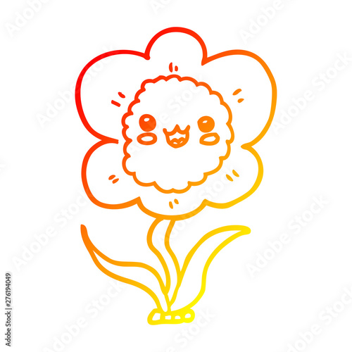 warm gradient line drawing cartoon flower