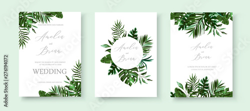 Wedding greenery tropical exotic floral invitation card save the date design