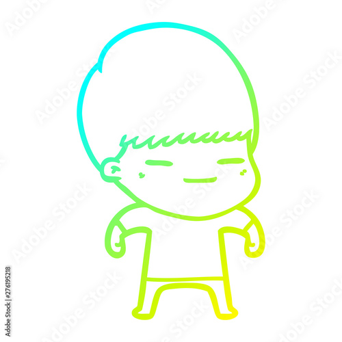 cold gradient line drawing cartoon smug boy