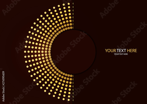 Abstract background circle frame halftone dots isolated on color background. Creative cover design template.