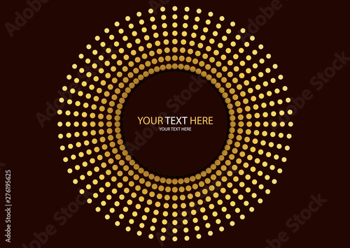 Abstract background circle frame halftone dots isolated on color background. Creative cover design template.