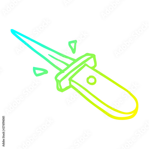 cold gradient line drawing cartoon flick knife