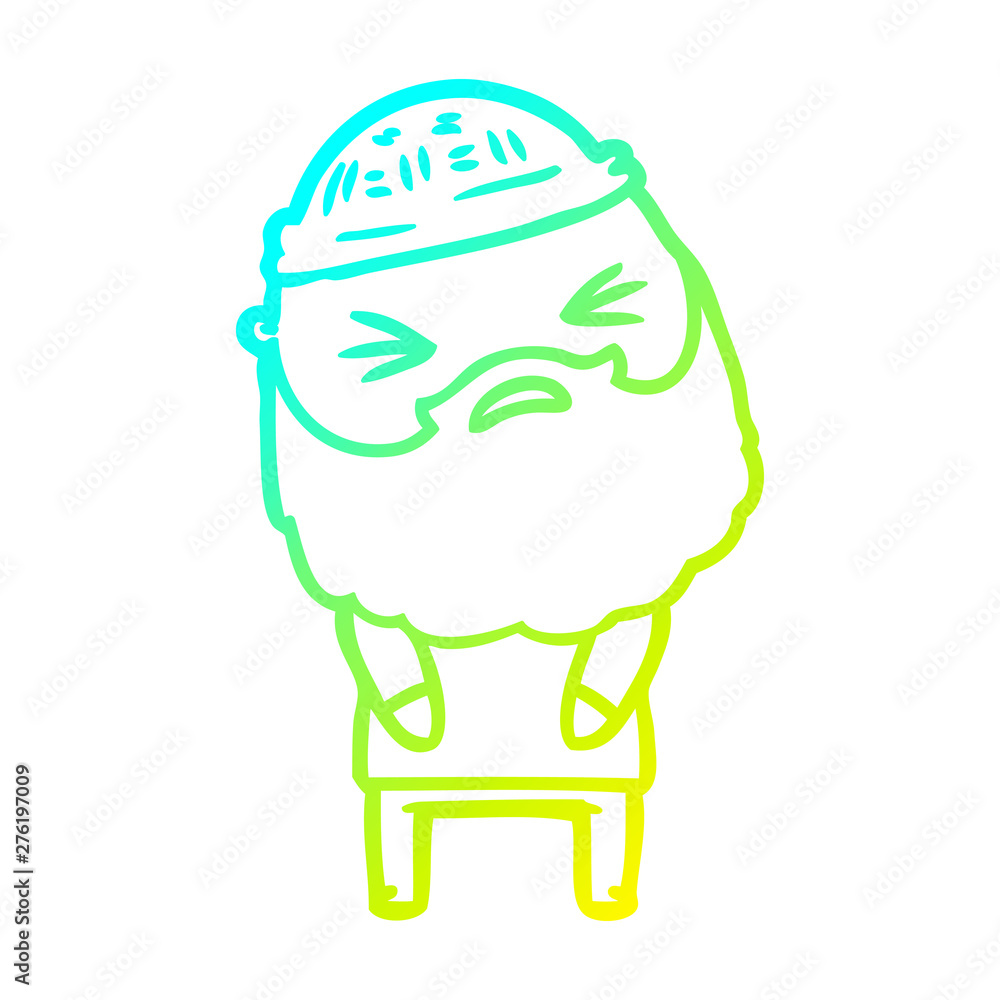 cold gradient line drawing cartoon man with beard cold gradient line drawing cartoon man with beard