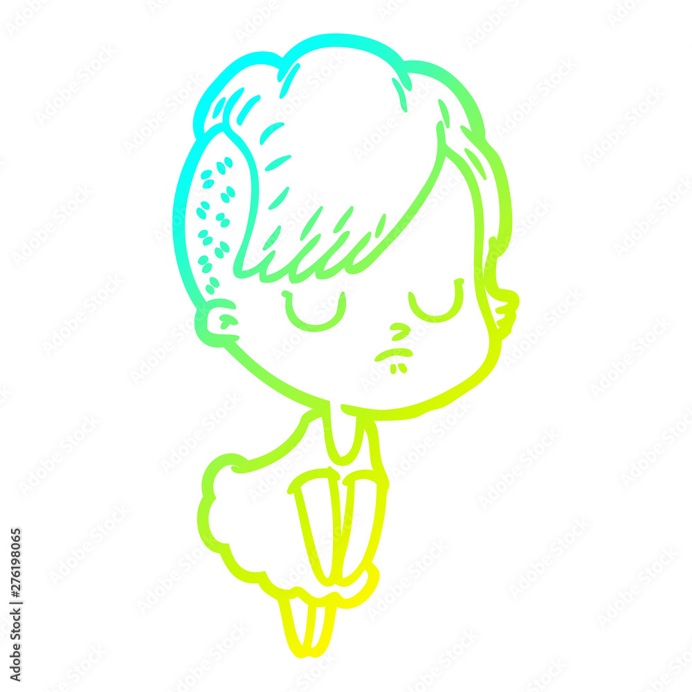 cold gradient line drawing cartoon woman cold gradient line drawing cartoon woman