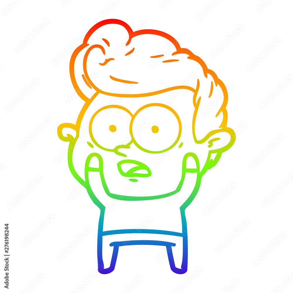 rainbow gradient line drawing cartoon staring man rainbow gradient line drawing cartoon staring man