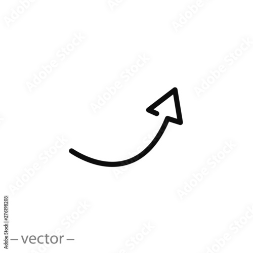 arrow icon  curve up  pointer line symbol for web and mobile phone on white background - editable stroke vector illustration eps10