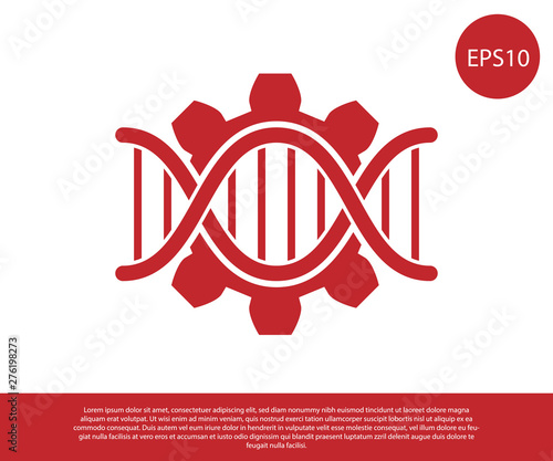 Red Genetic engineering icon isolated on white background. DNA analysis, genetics testing, cloning, paternity testing. Vector Illustration