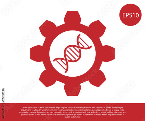 Red Genetic engineering icon isolated on white background. DNA analysis, genetics testing, cloning, paternity testing. Vector Illustration