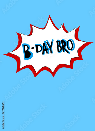 Cool birthday greetings design element in comics style. Hand lettering in bubble on the blue background