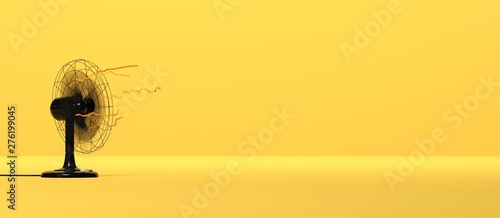 Ventilateur en marche sur fond jaune