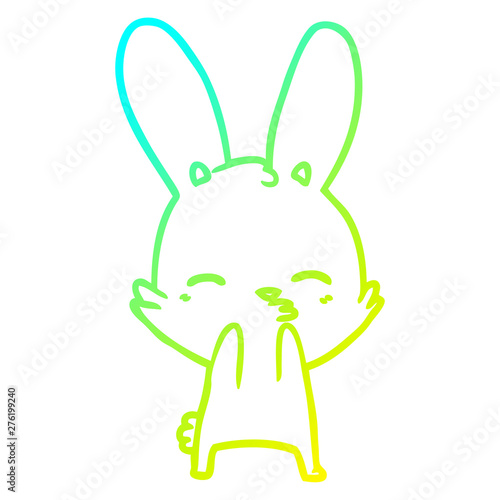 cold gradient line drawing curious bunny cartoon