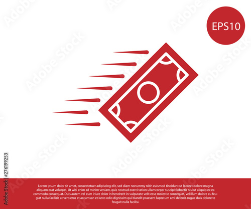 Red Fast payments icon isolated on white background. Fast money transfer payment. Financial services, fast loan, time is money, cash back concept. Vector Illustration