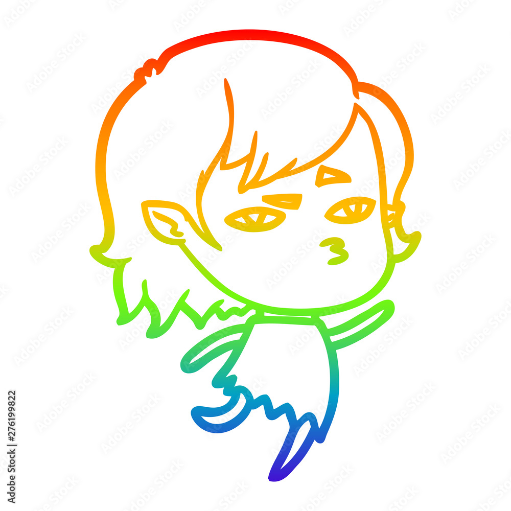 rainbow gradient line drawing cartoon vampire girl rainbow gradient line drawing cartoon vampire girl