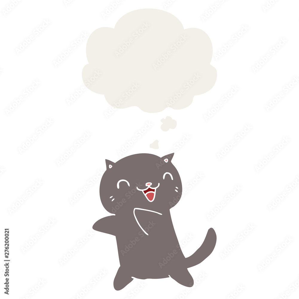 cartoon cat and thought bubble in retro style cartoon cat and thought bubble in retro style