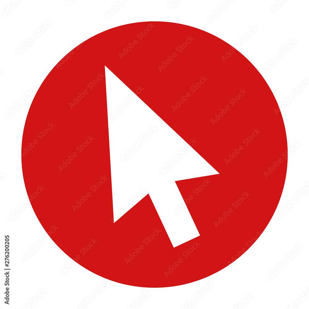 Cursor icon flat red round button vector illustration Cursor icon flat red round button vector illustration