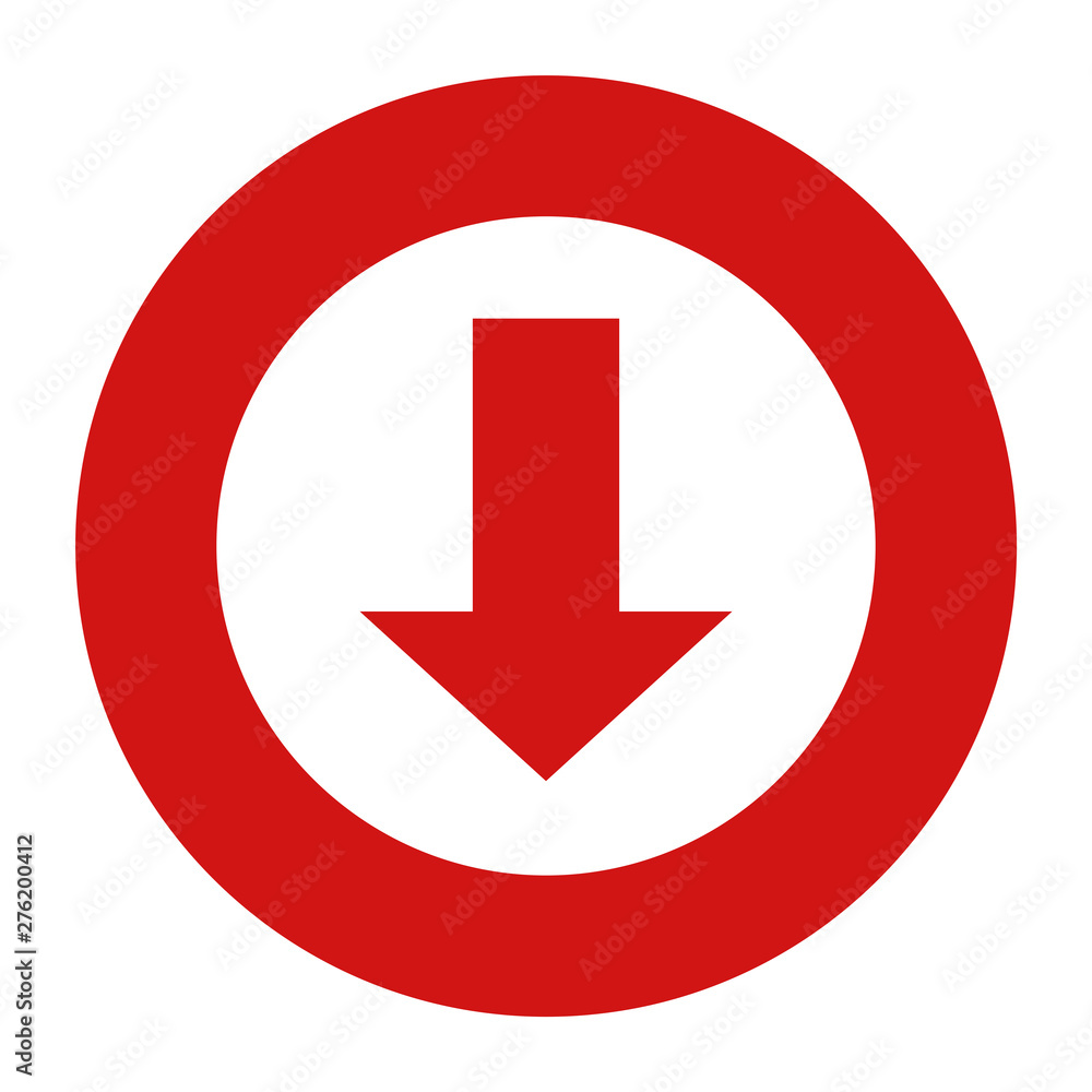 Download icon flat red round button vector illustration Download icon flat red round button vector illustration