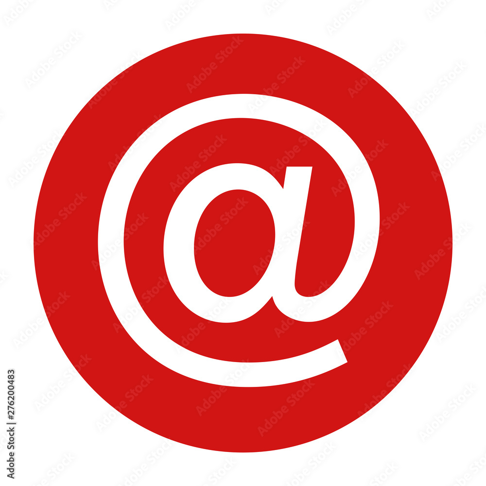 Email address icon flat red round button vector illustration Email address icon flat red round button vector illustration