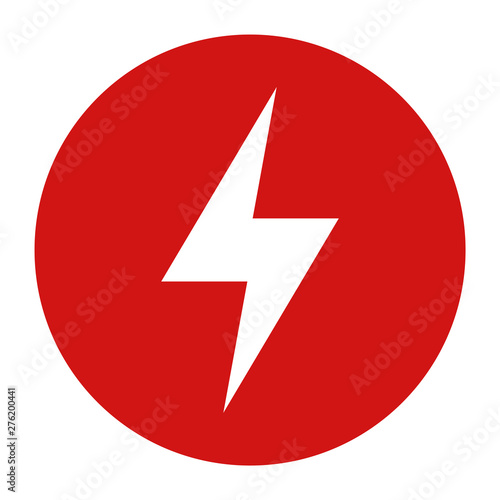 Electric bolt icon flat red round button vector illustration