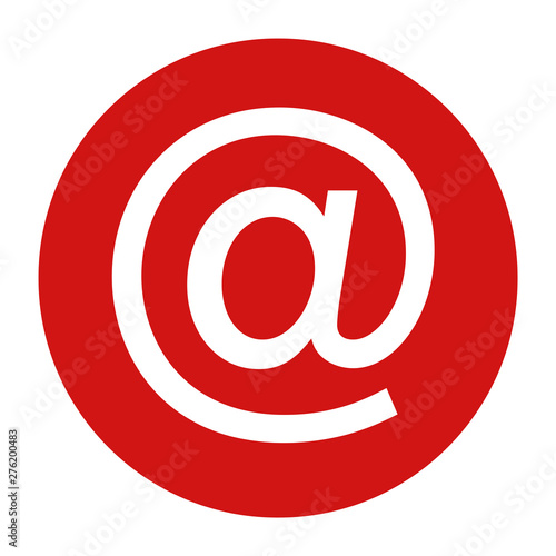 Email address icon flat red round button vector illustration