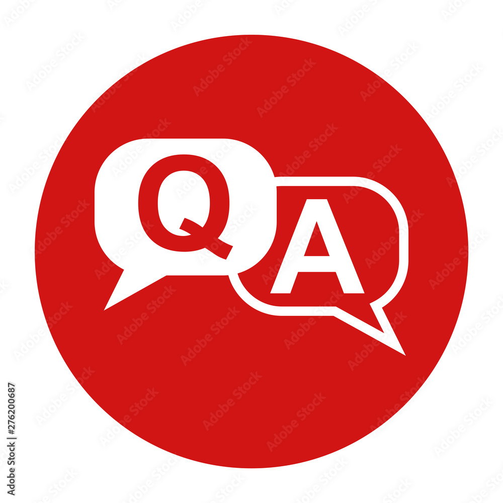 Faq icon flat red round button vector illustration Faq icon flat red round button vector illustration