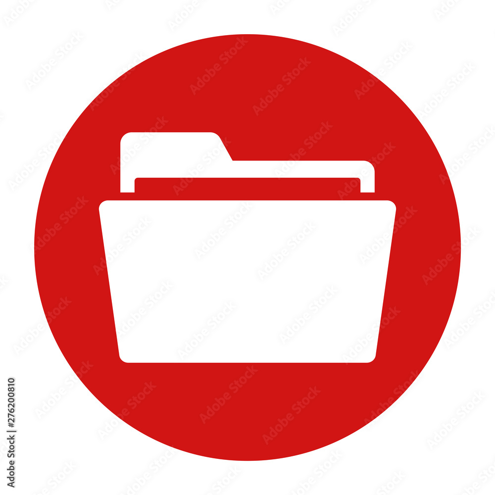 Folder icon flat red round button vector illustration Stock Vector