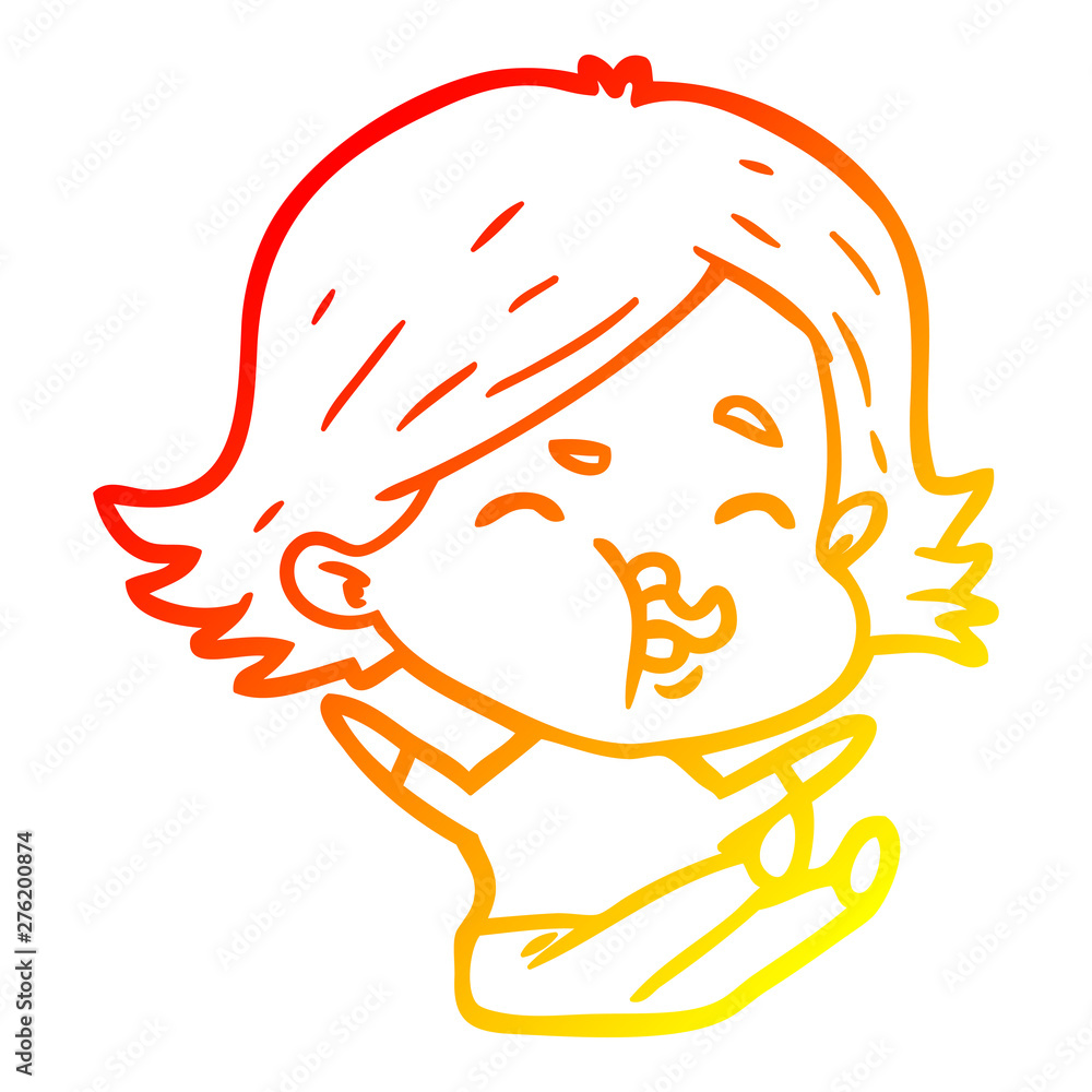 warm gradient line drawing cartoon girl pulling face warm gradient line drawing cartoon girl pulling face