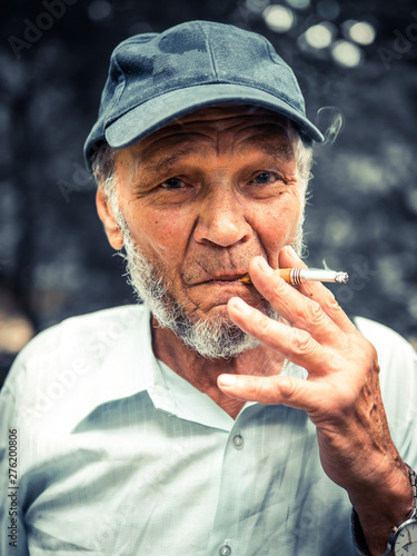 Old Man Smoking portrait