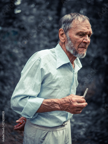 Old Man Smoking portrait