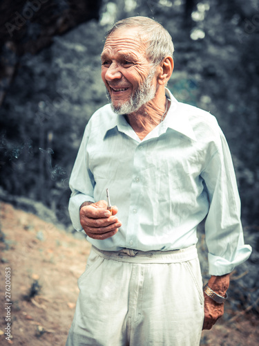 Old Man Smoking portrait
