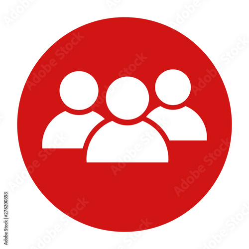 Group icon flat red round button vector illustration