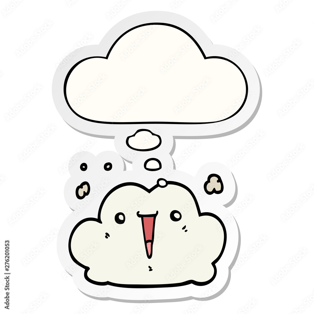 cute cartoon cloud and thought bubble as a printed sticker cute cartoon cloud and thought bubble as a printed sticker