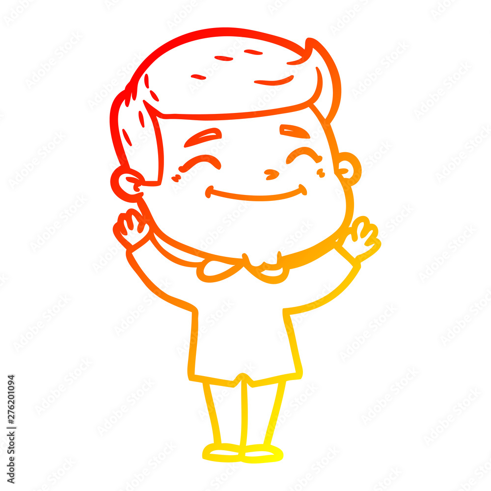 warm gradient line drawing happy cartoon man warm gradient line drawing happy cartoon man