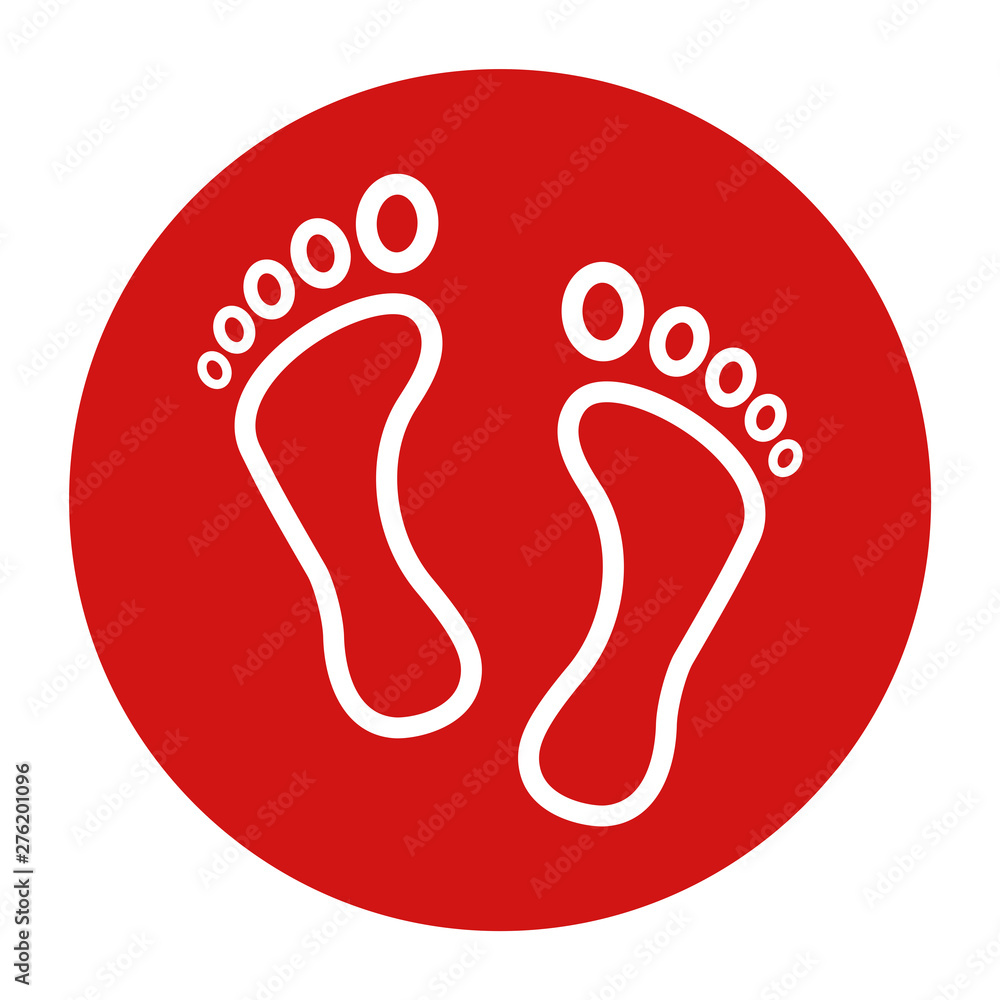 Human two footprints icon flat red round button vector illustration Human two footprints icon flat red round button vector illustration