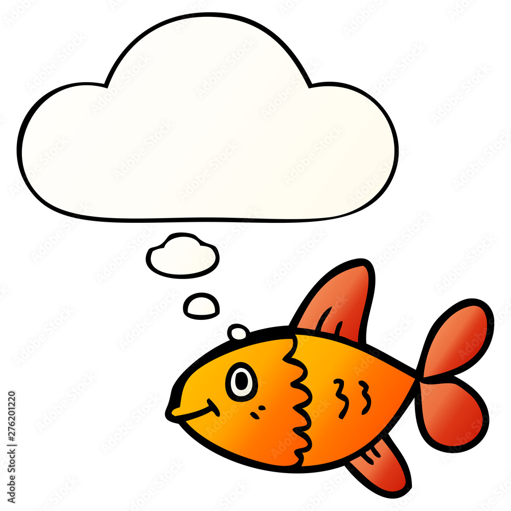 cartoon fish and thought bubble in smooth gradient style cartoon fish and thought bubble in smooth gradient style