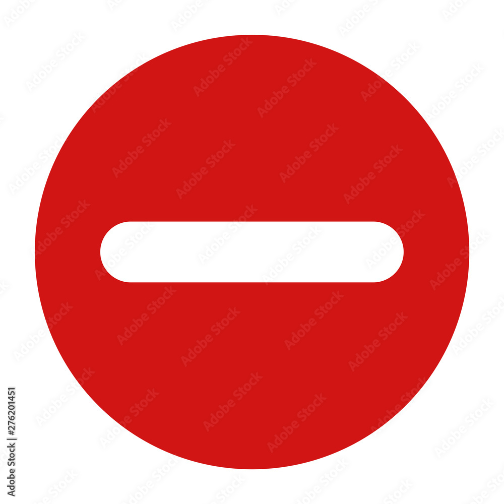 Minus icon flat red round button vector illustration Minus icon flat red round button vector illustration