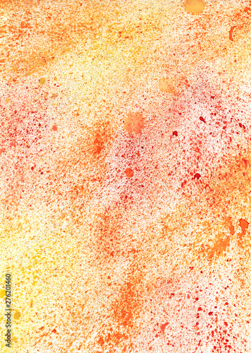 Abstract Hand Drawn Background of Red  Orange and Yellow Watercolor Splash.