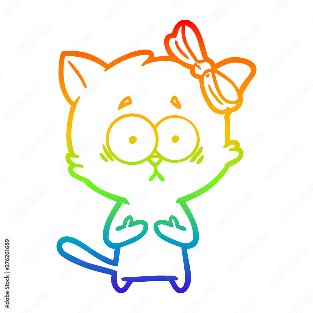 rainbow gradient line drawing cartoon cat rainbow gradient line drawing cartoon cat