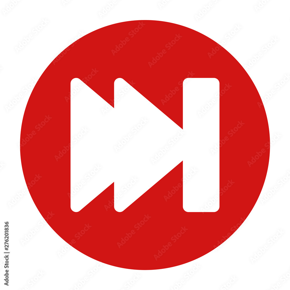 Next track playlist icon flat red round button vector illustration Next track playlist icon flat red round button vector illustration