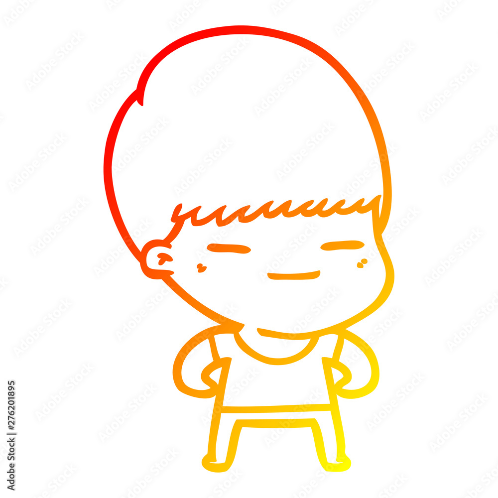 warm gradient line drawing cartoon smug boy warm gradient line drawing cartoon smug boy