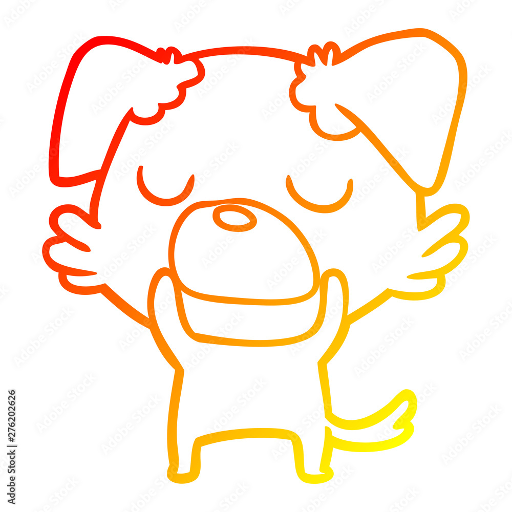 warm gradient line drawing cartoon dog warm gradient line drawing cartoon dog