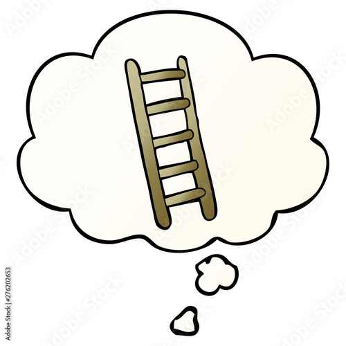 cartoon ladder and thought bubble in smooth gradient style