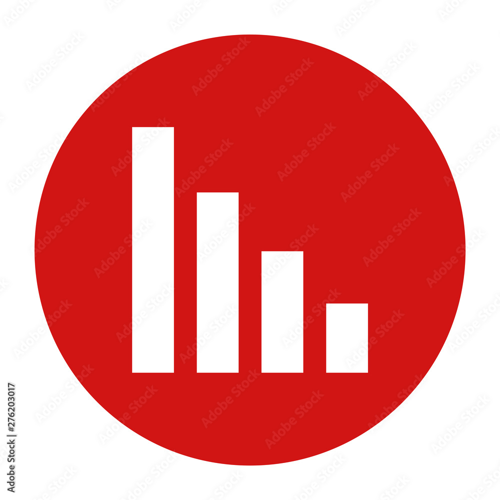 Statistics down icon flat red round button vector illustration Statistics down icon flat red round button vector illustration