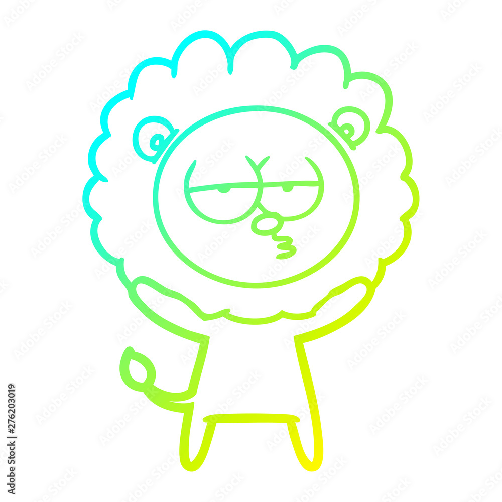cold gradient line drawing cartoon bored lion cold gradient line drawing cartoon bored lion