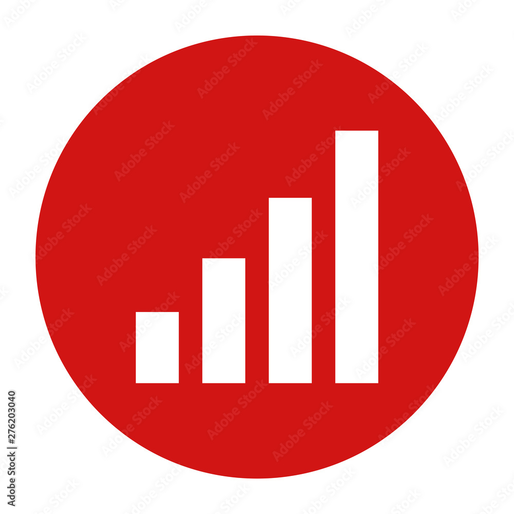 Statistics icon flat red round button vector illustration Statistics icon flat red round button vector illustration