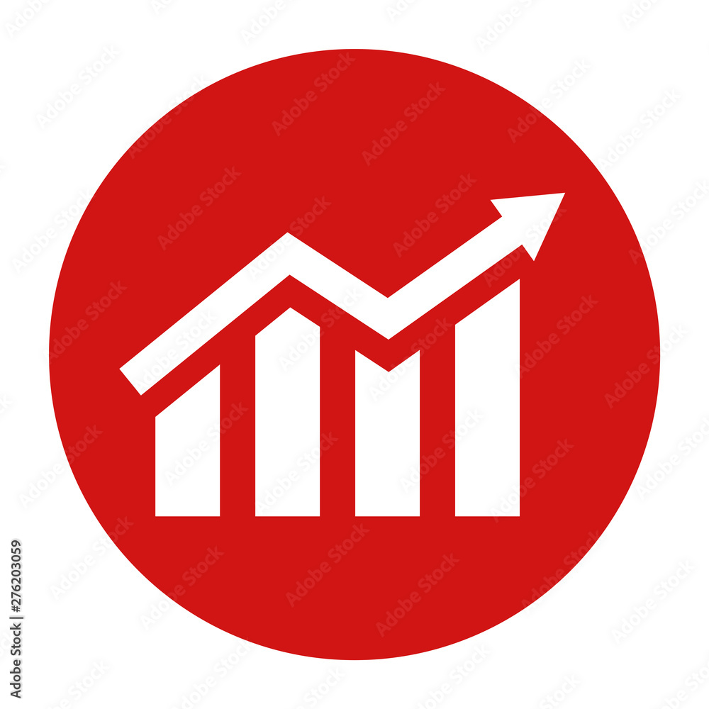 Statistics icon flat red round button vector illustration Statistics icon flat red round button vector illustration