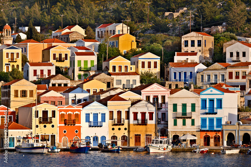  Partial view of the picturesque village of Kastelorizo, the only village of Kastelorizo (or "Meghisti") island, Dodecanese, Greece