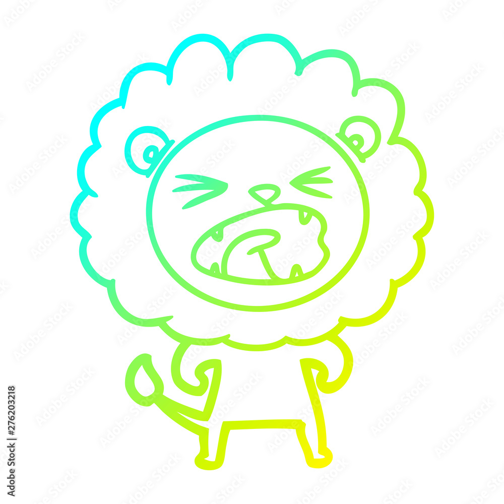 cold gradient line drawing cartoon angry lion cold gradient line drawing cartoon angry lion